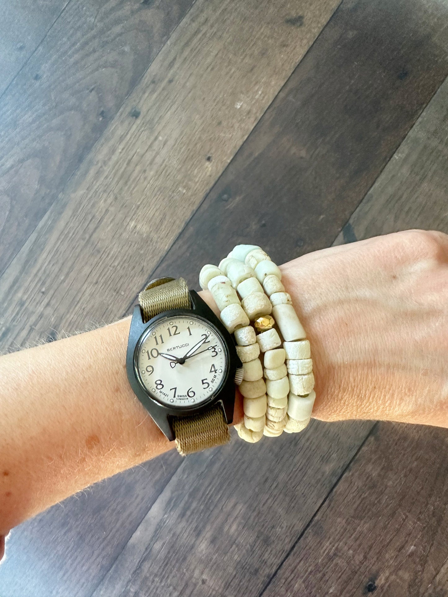 Antique African Trade Bead Stretch Wrap Bracelet