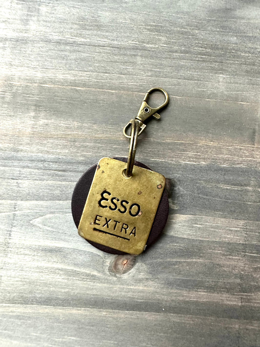 Vintage Brass Esso Gas Tag Keychain