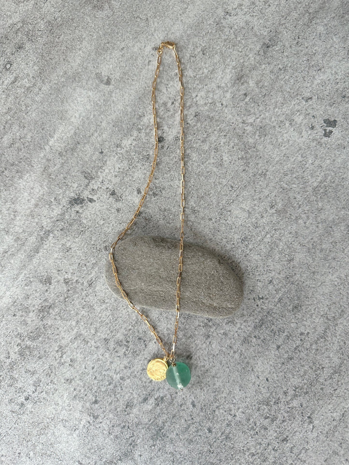 Ancient Glass and Gold Coin Necklace